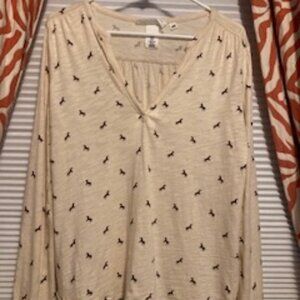 Long Sleeve Mini Horse print shirt by H&M Cotton, Size small